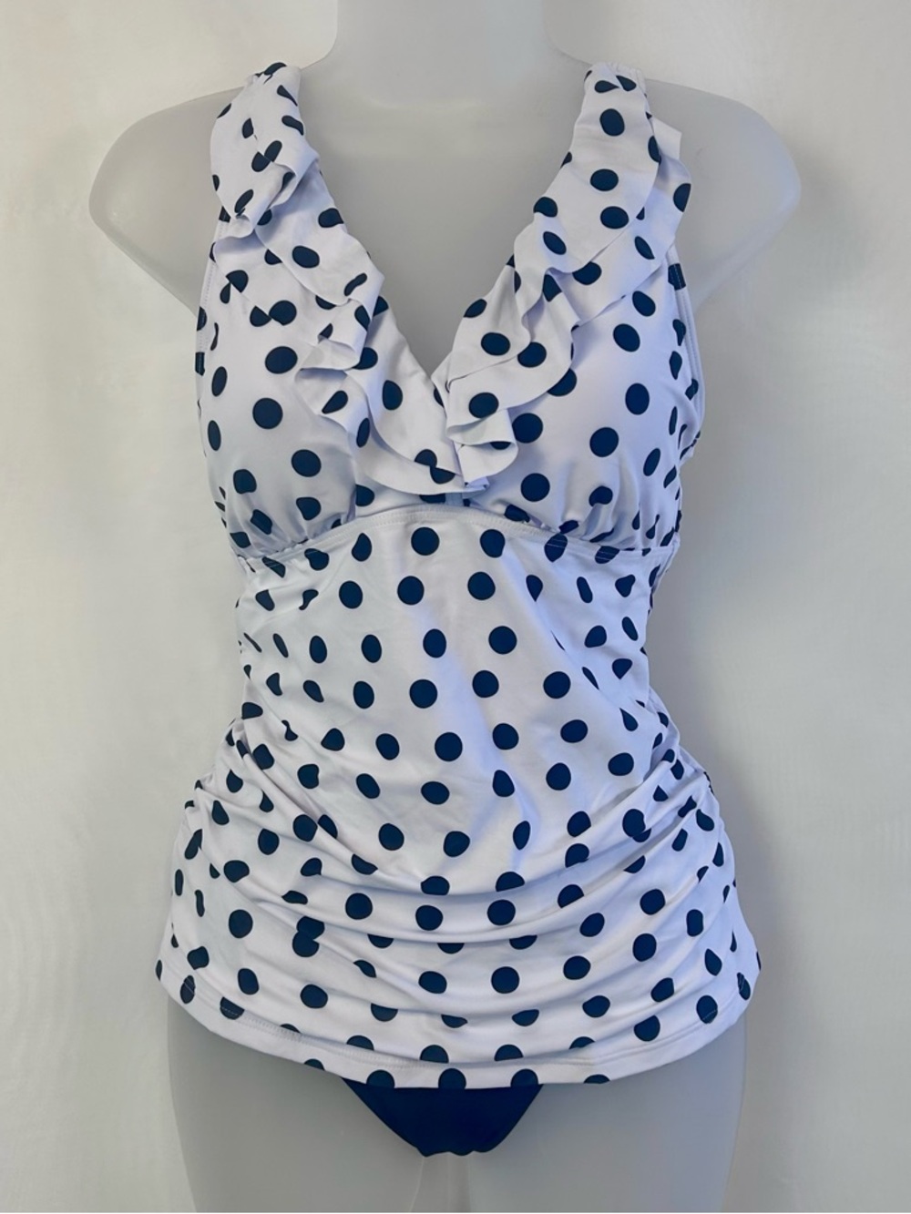 New Yonique 2 Piece Polka Dot V Neck Tankini Swimsuit / medium